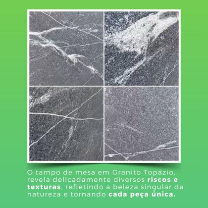 Conjunto de Jantar Mesa 140x75cm Tampo de Granito Topázio com 6 Cadeiras Sara Yescasa Imagem de Conjunto de Jantar Mesa 140x75cm Tampo de Granito Topázio com 6 Cadeiras Sara Yescasa