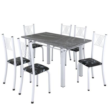 Conjunto de Jantar Mesa 140x75cm Tampo de Granito Topázio com 6 Cadeiras Sara Yescasa Imagem de Conjunto de Jantar Mesa 140x75cm Tampo de Granito Topázio com 6 Cadeiras Sara Yescasa