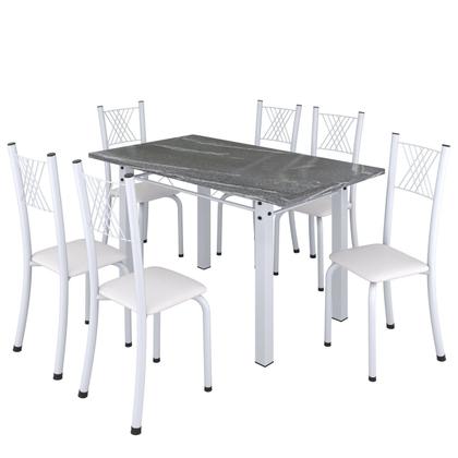 Imagem de Conjunto de Jantar Mesa 140x75cm Tampo de Granito Topázio com 6 Cadeiras Sara Yescasa