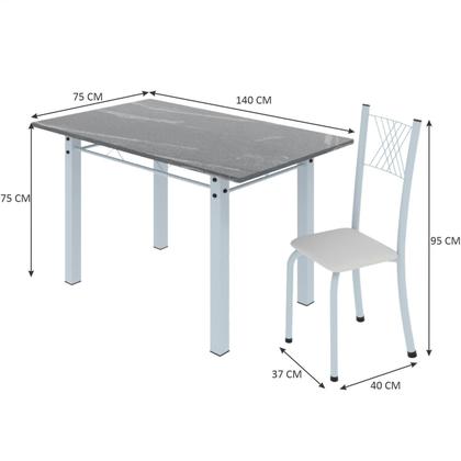 Imagem de Conjunto de Jantar Mesa 140x75cm Tampo de Granito Topázio com 6 Cadeiras Sara Yescasa