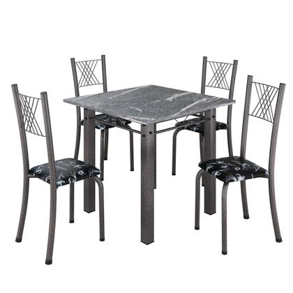 Imagem de Conjunto de Jantar Mesa 70x70cm Tampo de Granito Topázio com 4 Cadeiras Sara Yescasa