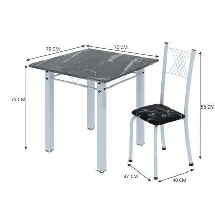 Imagem de Conjunto de Jantar Mesa 70x70cm Tampo de Granito Topázio com 4 Cadeiras Sara Yescasa