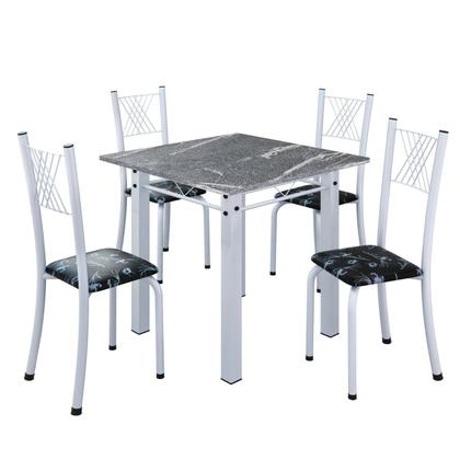 Imagem de Conjunto de Jantar Mesa 70x70cm Tampo de Granito Topázio com 4 Cadeiras Sara Yescasa
