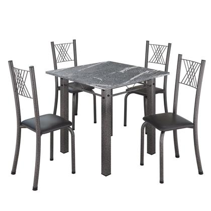 Imagem de Conjunto de Jantar Mesa 70x70cm Tampo de Granito Topázio com 4 Cadeiras Sara Yescasa