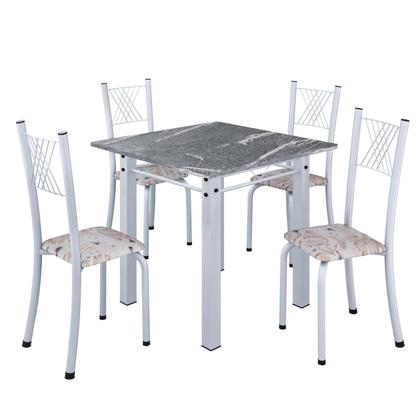 Imagem de Conjunto de Jantar Mesa 70x70cm Tampo de Granito Topázio com 4 Cadeiras Sara Yescasa