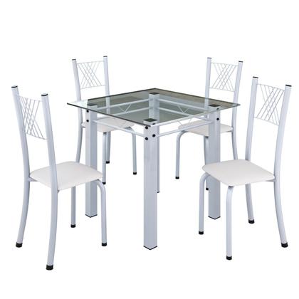 Imagem de Conjunto de Jantar Mesa 75x75cm Tampo de Vidro Incolor com 4 Cadeiras Sara Yescasa