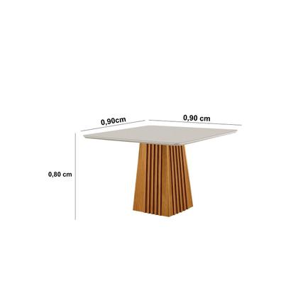 Imagem de Conjunto de Jantar Mesa Áustria 0,90cm X 0,90cm Tampo Mdf/vidro com 4 Cadeiras Mônaco Yescasa Castanho Cinamomo/Creme/Off White