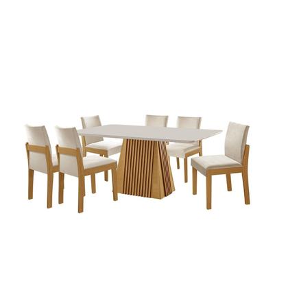 Imagem de Conjunto de Jantar Mesa Áustria 160cm X 80cm Tampo Mdf/vidro com 6 Cadeiras Mônaco Yescasa