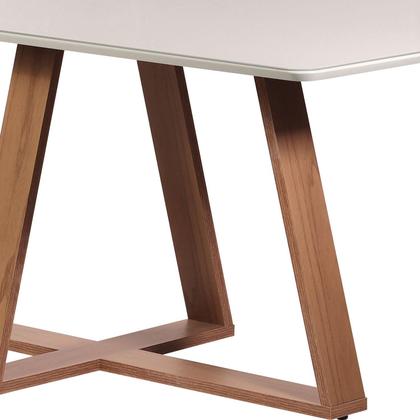 Imagem de Conjunto de Jantar Mesa com Vidro Avena 4 Cadeiras New Drop - Canella c/ Bege