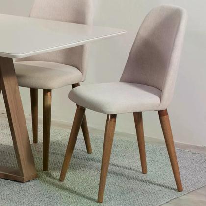 Imagem de Conjunto de Jantar Mesa com Vidro Avena 4 Cadeiras New Drop - Canella c/ Bege