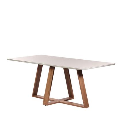 Imagem de Conjunto de Jantar Mesa com Vidro Avena 6 Cadeiras New Drop - Canella c/ Bege