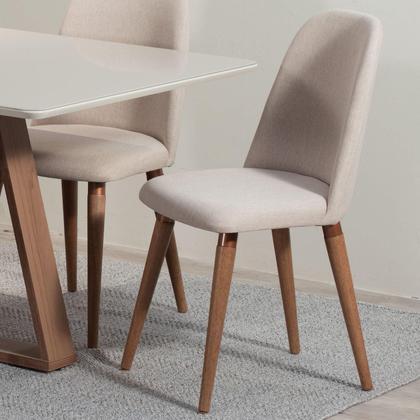Imagem de Conjunto de Jantar Mesa com Vidro Avena 6 Cadeiras New Drop - Canella c/ Bege