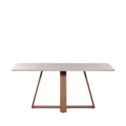 Imagem de Conjunto de Jantar Mesa com Vidro Avena 6 Cadeiras New Drop - Canella c/ Bege