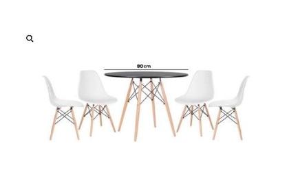 Imagem de Conjunto de Jantar Mesa Eiffel 80cm Preta + 4 Cadeiras Eiffel DKR Brancas