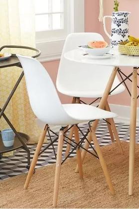 Imagem de Conjunto de Jantar Mesa Eiffel 90cm Branca + 4 Cadeiras Eiffel DKR Brancas