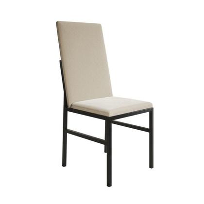 Imagem de Conjunto De Jantar Mesa Mônaco Premium 90cm Preta Com 4 Cadeiras Estofadas Bege Preto