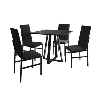Imagem de Conjunto de Jantar Mesa Mônaco Premium 90cm Preta com 4 Cadeiras Estofadas Pretas