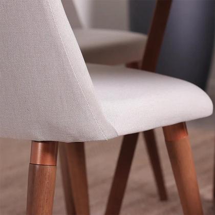 Imagem de Conjunto de Jantar Mesa Quadrada com Vidro Bennett 6 Cadeiras New Drop - Natural c/ Bege