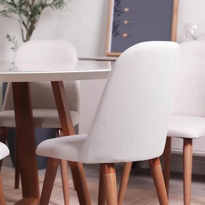 Imagem de Conjunto de Jantar Mesa Quadrada com Vidro Bennett 6 Cadeiras New Drop - Natural c/ Bege