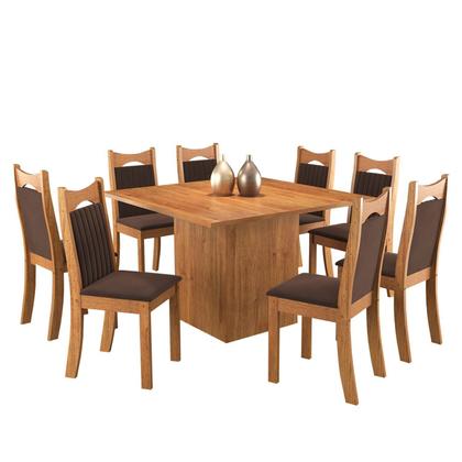 Imagem de Conjunto de Jantar Mesa Quadrada Panama com 8 Cadeiras Dalas