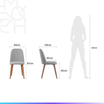 Imagem de Conjunto de Jantar Mesa Redonda com Vidro Bennett 6 Cadeiras New Drop - Natural c/ Cinza