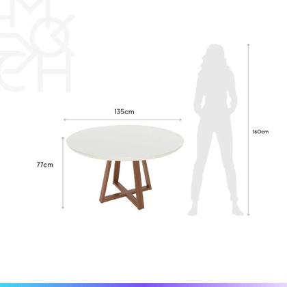 Imagem de Conjunto de Jantar Mesa Redonda com Vidro Bennett 6 Cadeiras New Drop - Natural c/ Cinza