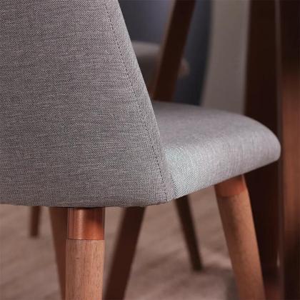 Imagem de Conjunto de Jantar Mesa Redonda com Vidro Bennett 6 Cadeiras New Drop - Natural c/ Cinza