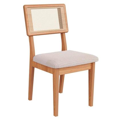 Imagem de Conjunto de Jantar Mesa Redonda MDF + 4 Cadeiras Tela Palha