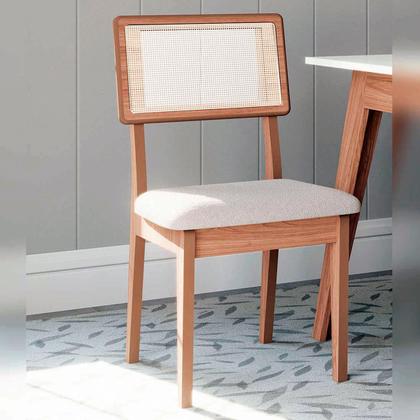 Imagem de Conjunto de Jantar Mesa Redonda MDF + 4 Cadeiras Tela Palha