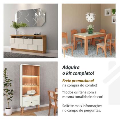 Imagem de Conjunto de Jantar Mesa Redonda MDF + 4 Cadeiras Tela Palha