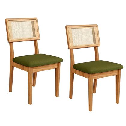 Imagem de Conjunto de Jantar Mesa Redonda MDF + 4 Cadeiras Tela Palha