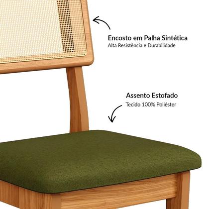 Imagem de Conjunto de Jantar Mesa Redonda MDF + 4 Cadeiras Tela Palha