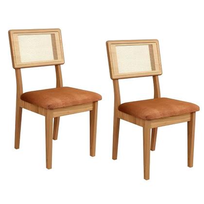 Imagem de Conjunto de Jantar Mesa Redonda MDF + 4 Cadeiras Tela Palha