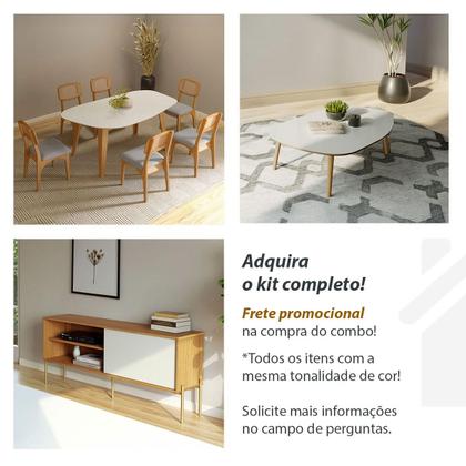 Imagem de Conjunto de Jantar Mesa Redonda MDF + 4 Cadeiras Tela Palha