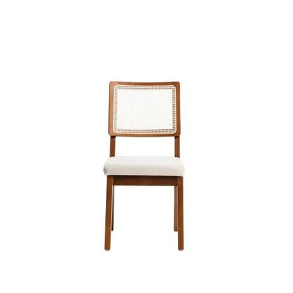 Imagem de Conjunto de Jantar Mesa Retangular com Vidro New Lauren 6 Cadeiras com Palhinha Saga - Natural c/ Mescla Cru