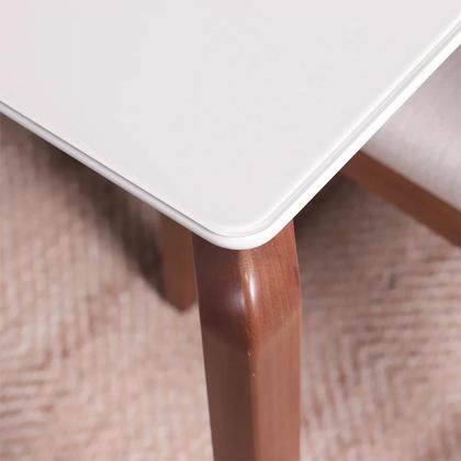 Imagem de Conjunto de Jantar Mesa Retangular com Vidro New Lauren 6 Cadeiras com Palhinha Saga - Natural c/ Mescla Cru