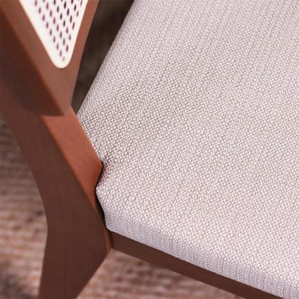 Imagem de Conjunto de Jantar Mesa Retangular com Vidro New Lauren 6 Cadeiras com Palhinha Saga - Natural c/ Mescla Cru