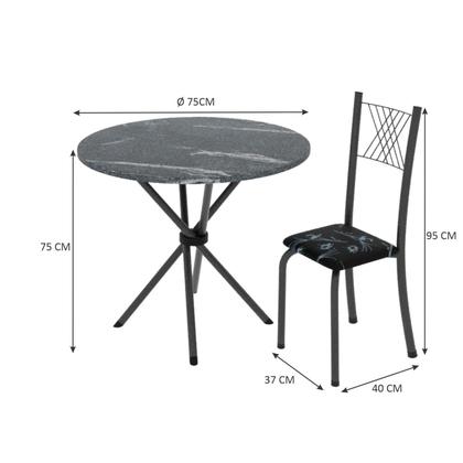 Imagem de Conjunto de Jantar Mesa Tampo Redondo de Granito Topázio com 4 Cadeiras Sara Yescasa