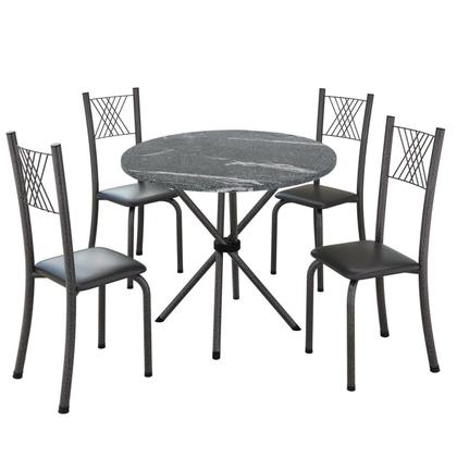 Imagem de Conjunto de Jantar Mesa Tampo Redondo de Granito Topázio com 4 Cadeiras Sara Yescasa
