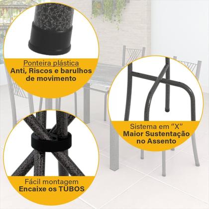 Imagem de Conjunto de Jantar Mesa Tampo Redondo de Vidro Incolor com 4 Cadeiras Sara Yescasa