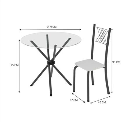 Imagem de Conjunto de Jantar Mesa Tampo Redondo de Vidro Incolor com 4 Cadeiras Sara Yescasa