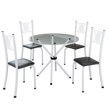 Imagem de Conjunto de Jantar Mesa Tampo Redondo de Vidro Incolor com 4 Cadeiras Sara Yescasa