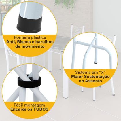 Imagem de Conjunto de Jantar Mesa Tampo Redondo de Vidro Incolor com 4 Cadeiras Sara Yescasa