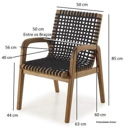 Imagem de Conjunto de Jantar para Jardim 1 Mesa 4 Cadeiras 1 Banco com Corda Náutica Traço