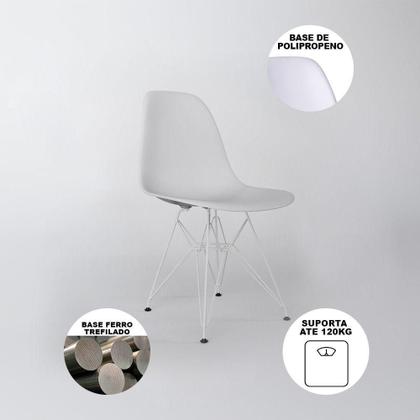 Imagem de Conjunto De Jantar Tampo Redondo 110Cm Com 4 Cadeiras Brancas Base De Ferro Branco Cor: Branco