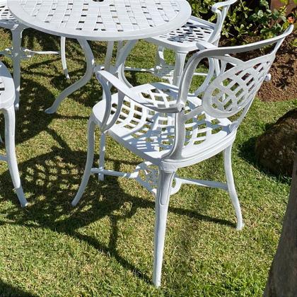 Imagem de Conjunto de Jardim com Mesa, 4 Cadeiras Havana Alumínio Fundido e Ombrelone