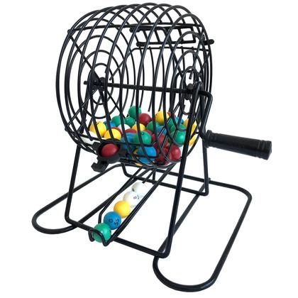Imagem de Conjunto de jogos de bingo Yuanhe Deluxe com gaiola de metal, 500 fichas e 100 cartas
