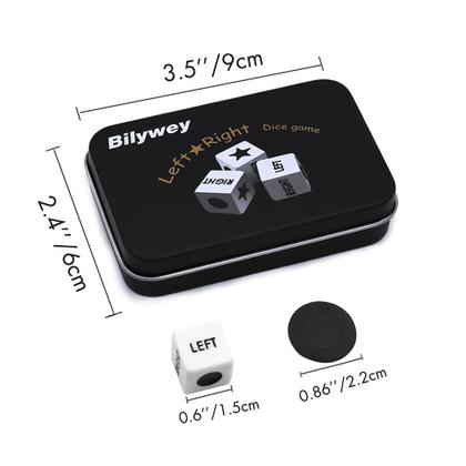 Imagem de Conjunto de jogos de dados Bilywey Left Right Center com 3 dados e 36 fichas