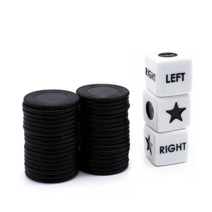 Imagem de Conjunto de jogos de dados Bilywey Left Right Center com 3 dados e 36 fichas