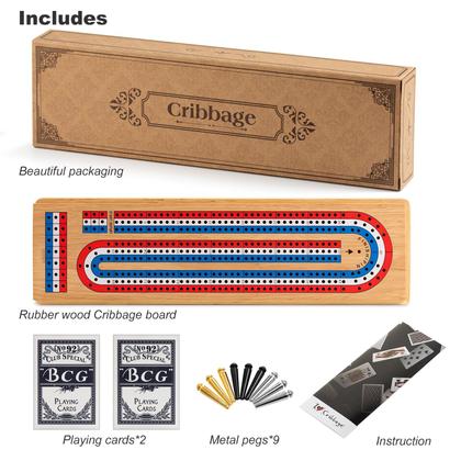 Imagem de Conjunto de jogos de tabuleiro Cribbage Ceebyfa com grande armazenamento de madeira maciça